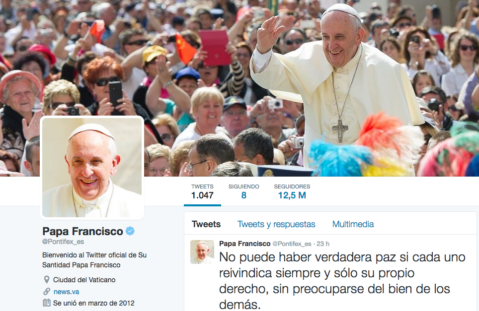 La cuenta de Twitter del Papa Francisco estrena el año con 32 millones de seguidores